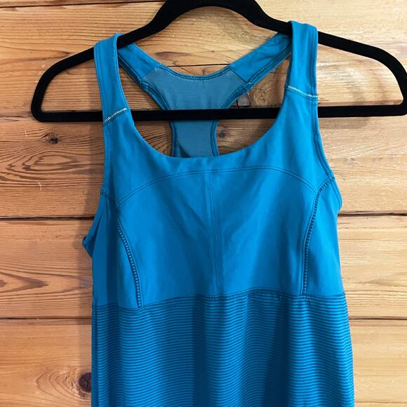 Athleta Coastal Green Teal Skills and Drills Tank Top Sz Small Blue Drawstring - Picture 2 of 6